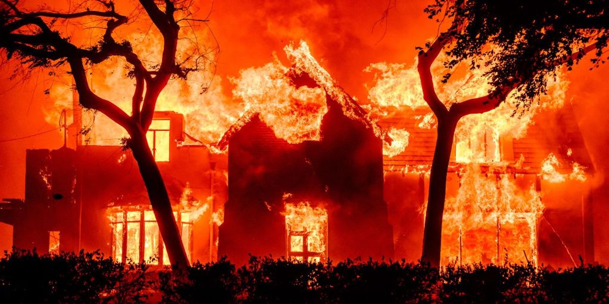 House engulfed in flames Los Angeles