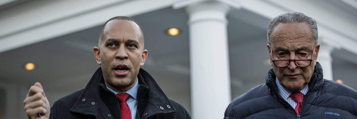House Minority Leader Hakeem Jeffries (D-N.Y.) and U.S. Senate Majority Leader Chuck Schumer