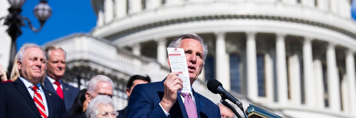 House Minority Leader Kevin McCarthy speaks at a news conference