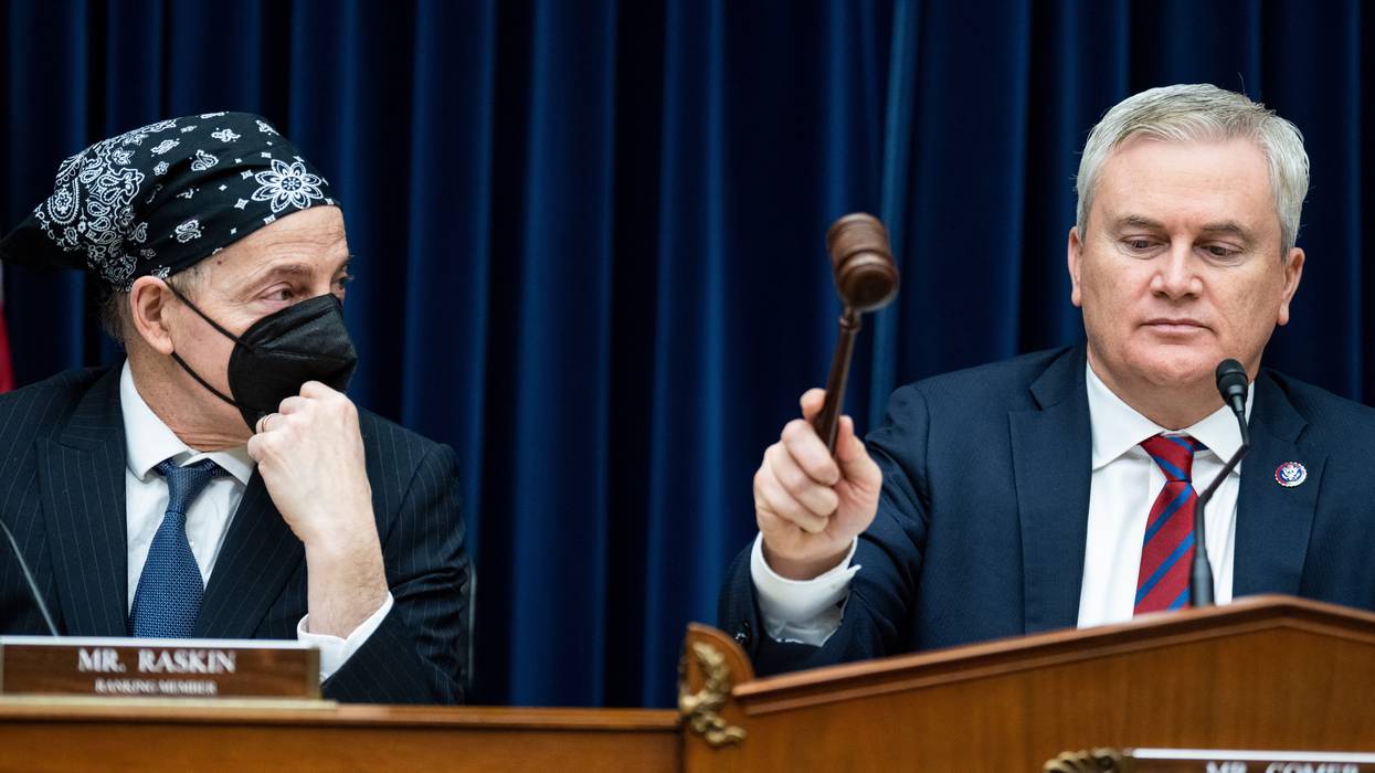 House Oversight Committee Chairman James Comer (R-Ky.), on right, and ranking member Rep. Jamie Raskin (D-Md.)