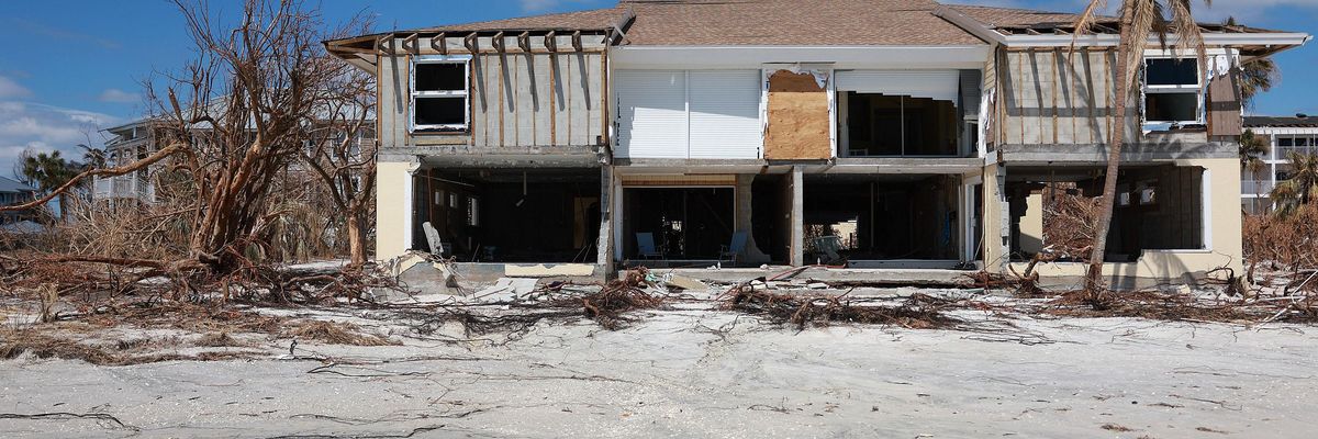 house ruined in Sanibel by Hurricane Ian