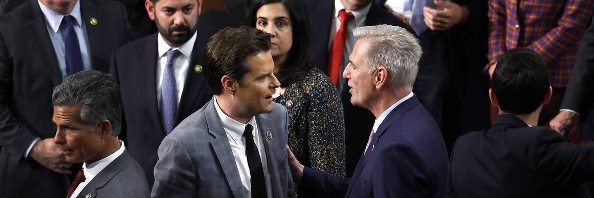 House Speaker Kevin McCarthy (R-Calif.) spoke to Rep. Matt Gaetz