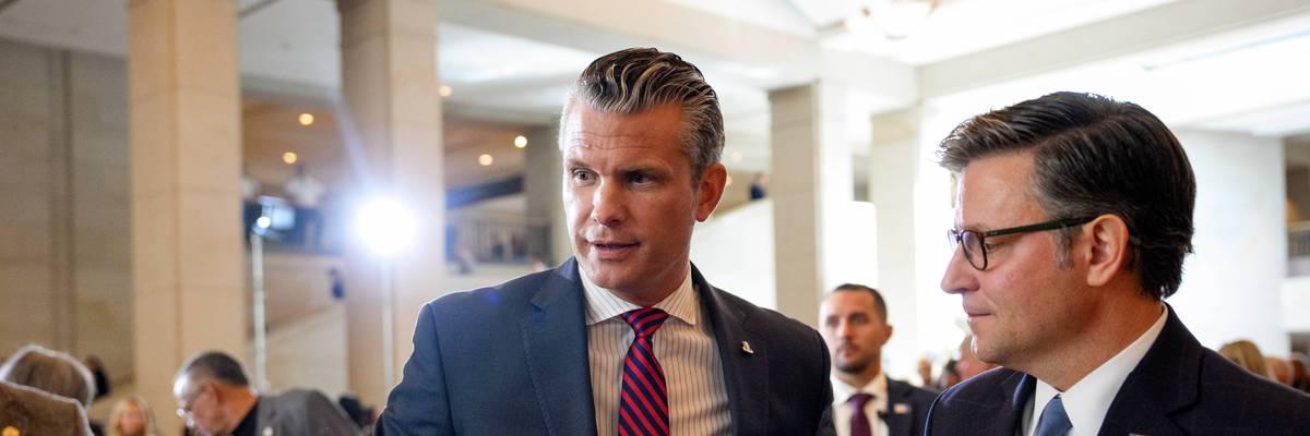 House Speaker Mike Johnson (R-La.) and Pentagon Secretary Pete Hegseth