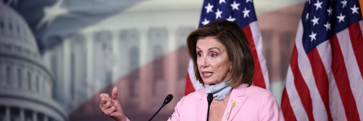 House Speaker Nancy Pelosi speaks to reporters