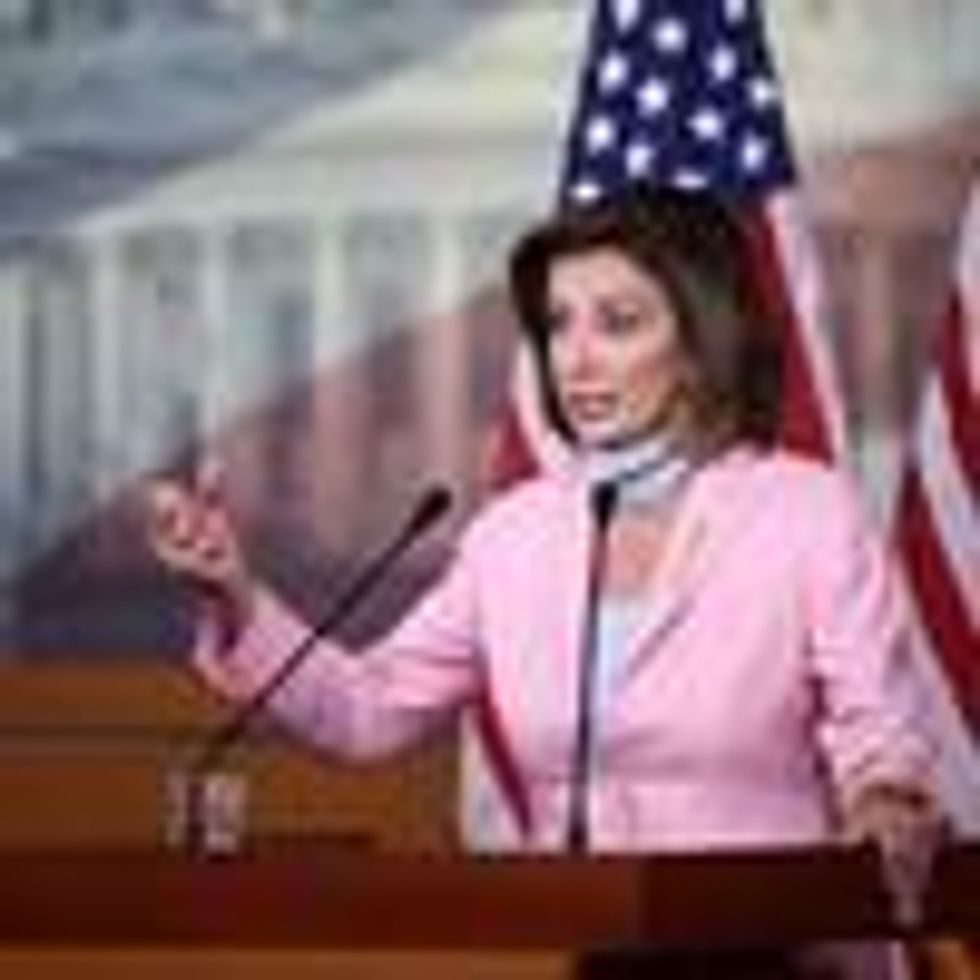 House Speaker Nancy Pelosi speaks to reporters