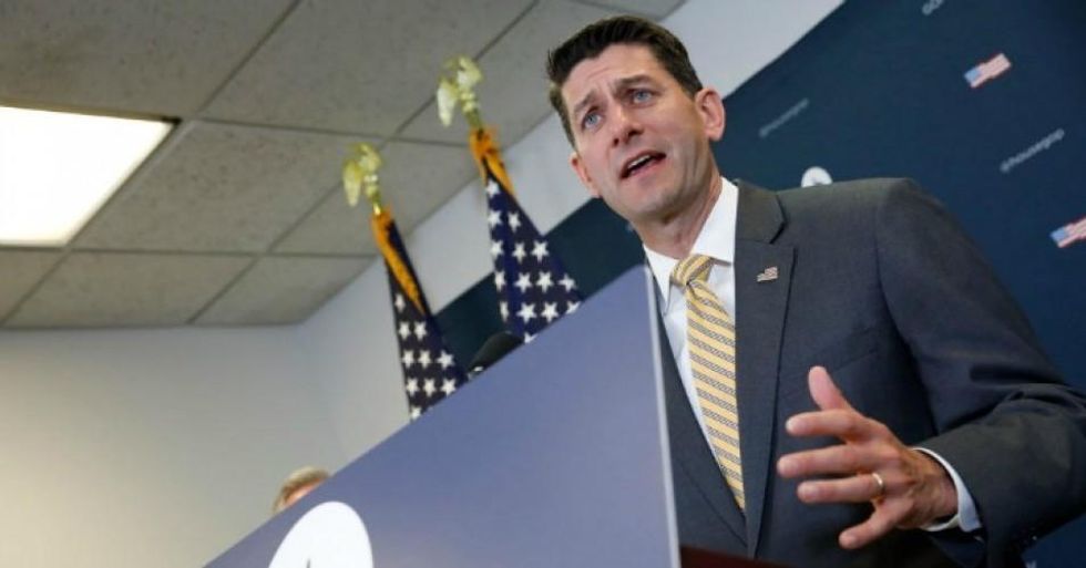 House Speaker Paul Ryan (R-Wis.) talks with journalists during a news conference following a House Republican Conference meeting June 6, 2018 on Capitol Hill in Washington, D.C. (Photo: Aaron P. Bernstein/Getty Images)