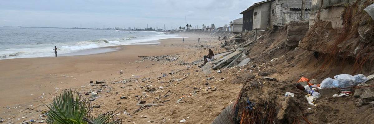 Houses destroyed by the rising sea level