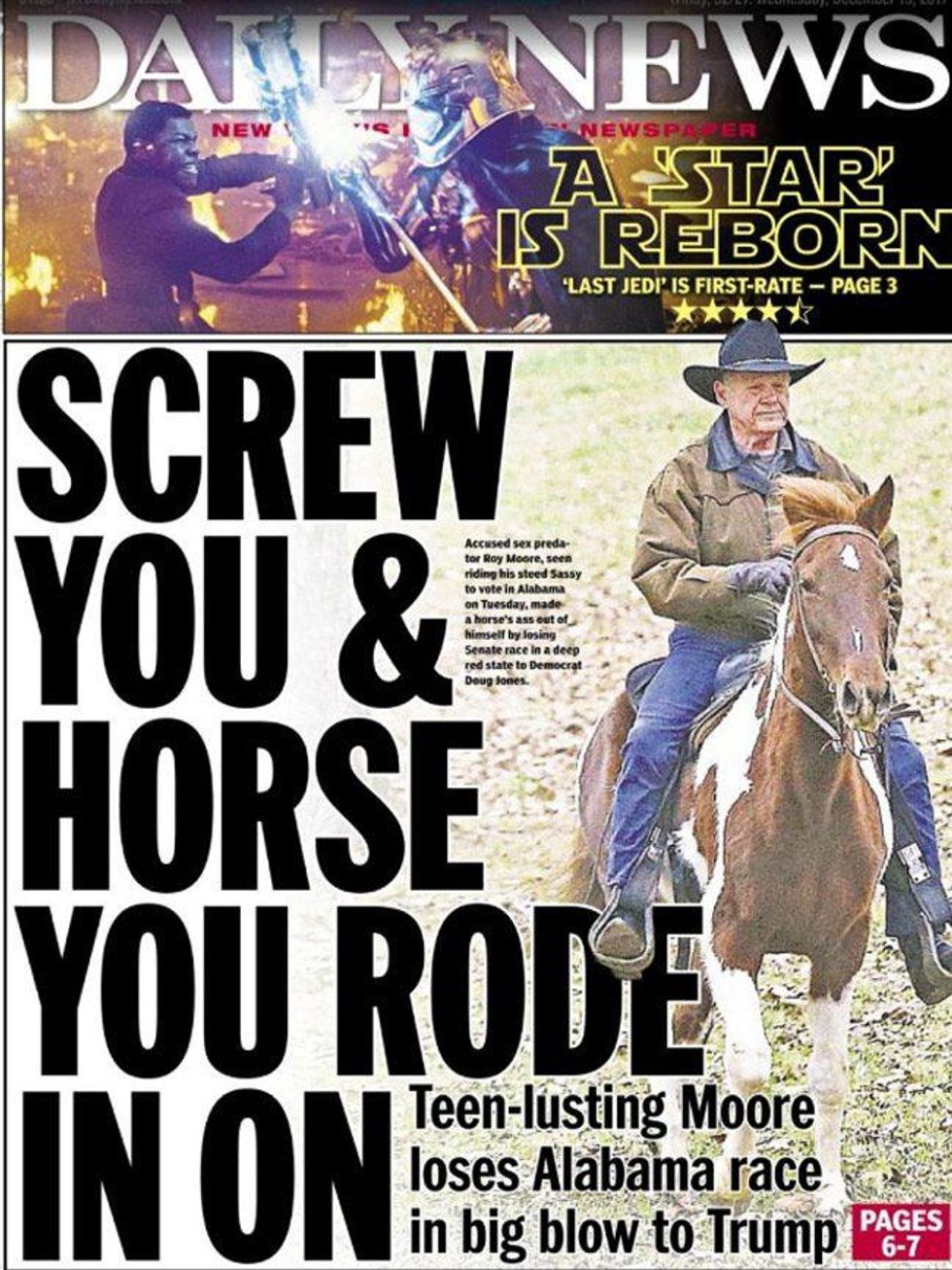 How New York's Daily News saw it Wednesday morning.