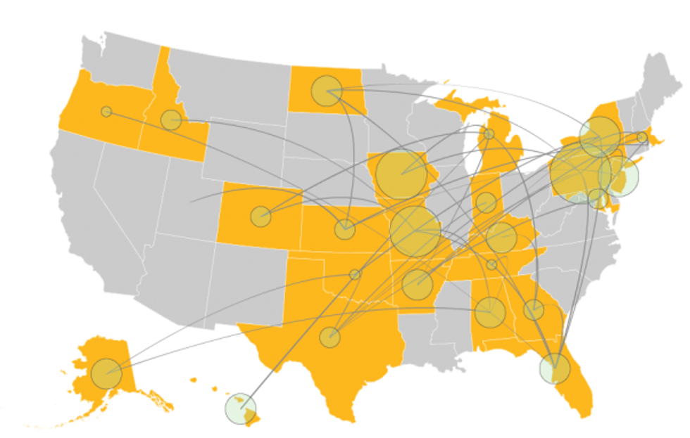 How one caller's network can spread the activism bug. (Image: FiftyNifty.org)