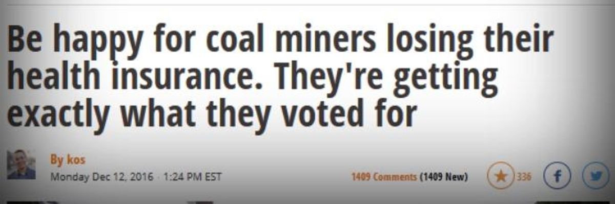 Daily Kos Founder Gleefully Celebrates Coal Miners Losing Health Insurance