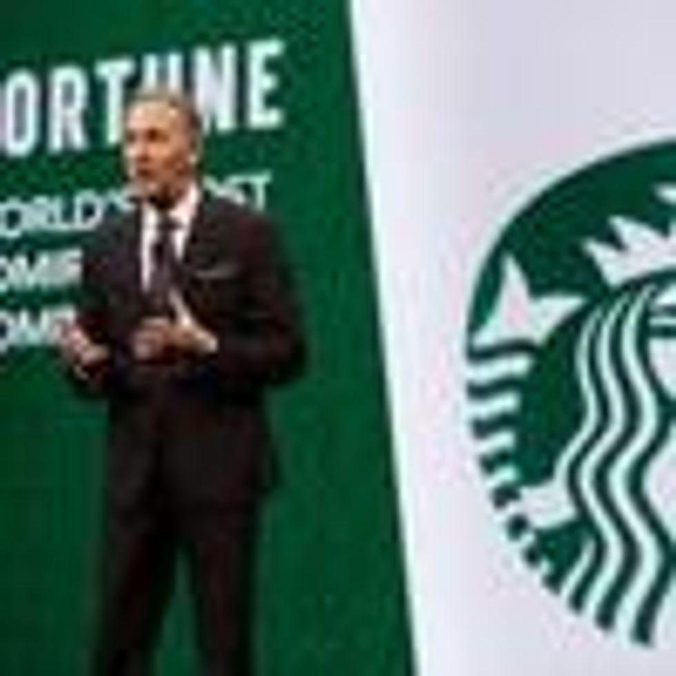 Howard Schultz speaks during a Starbucks shareholder meeting