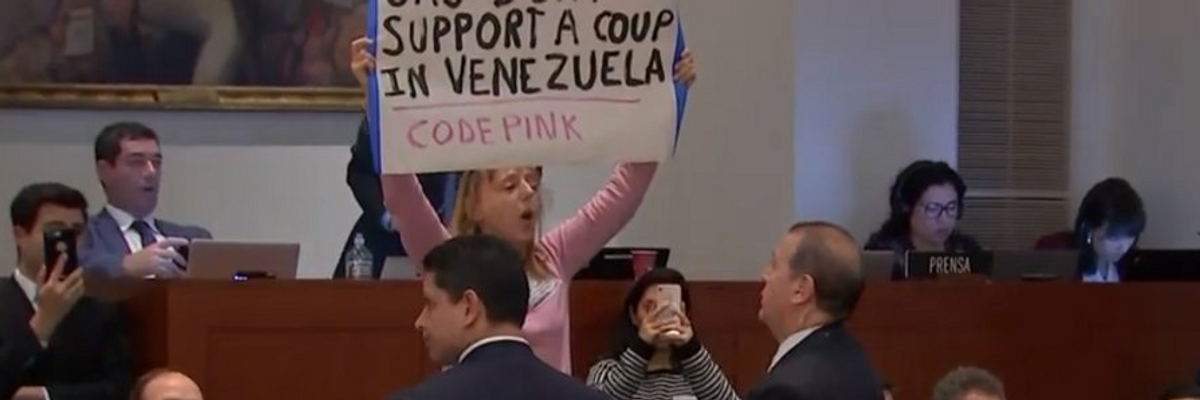 "A Coup Is Not a Democratic Transition!" US Peace Activist Interrupts Pompeo Speech on Venezuela