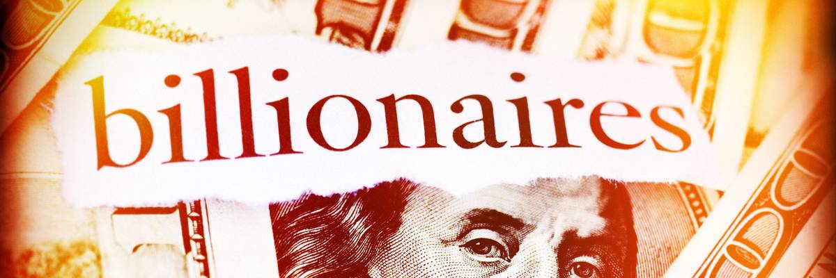 Hundred dollar bills with the words "Billionaires."