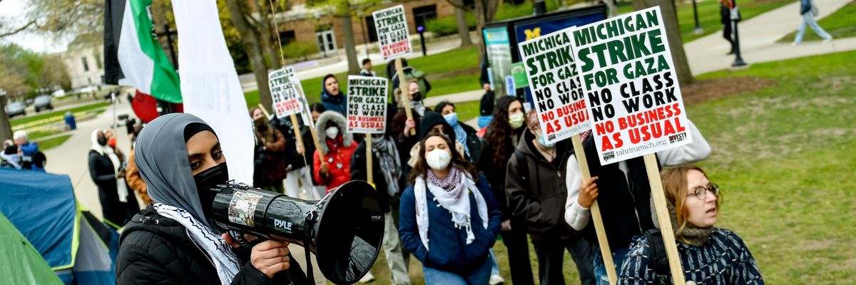 Hundreds of activists gather for an encampment on the University of Michigan's campus