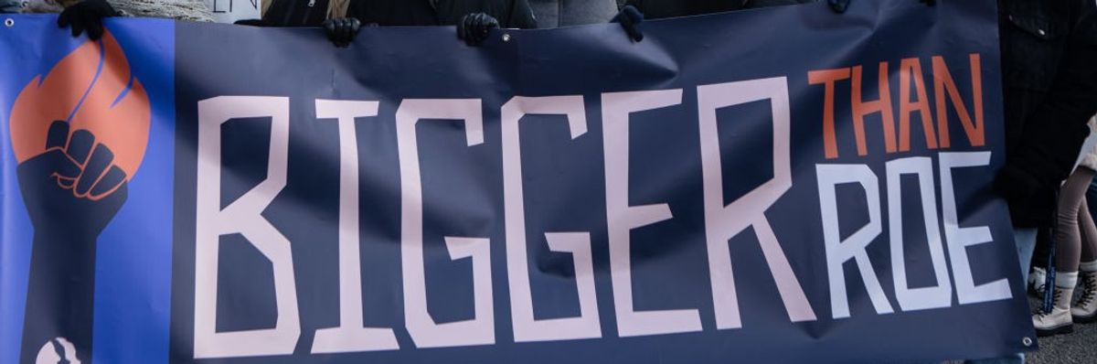 Hundreds of pro-choice demonstrators gathered at Freedom Plaza
