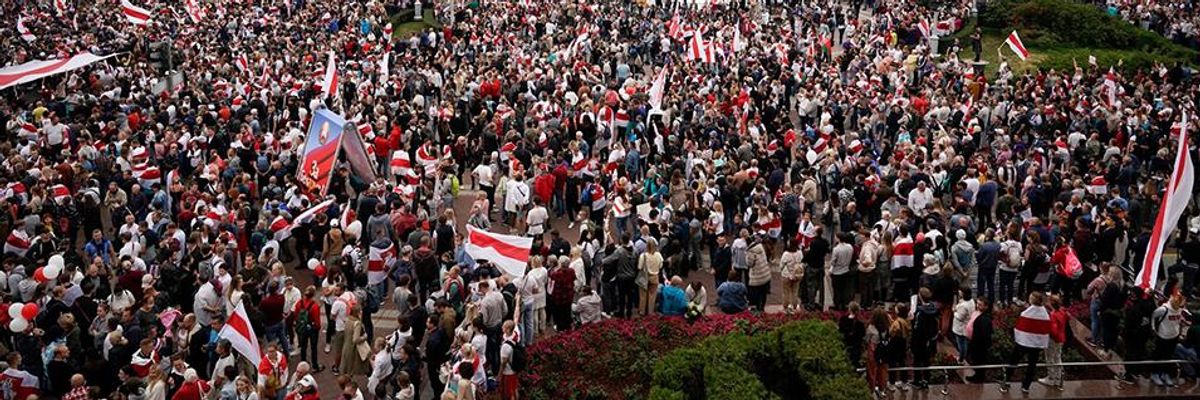 Massive Crowd in Minsk Tells Belarus Dictator: Resign Now!