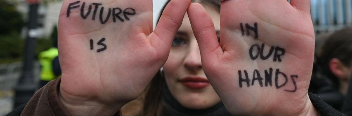 Hundreds of young people joined a youth climate strike in Warsaw, Poland and other large Polish cities on November 18, 2022.