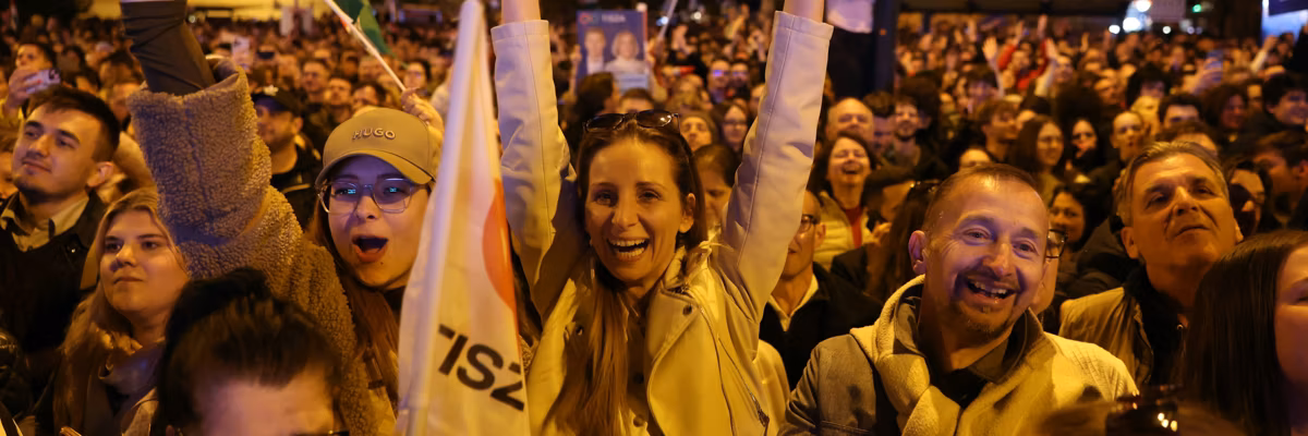 Hungarians celebrate Orban's loss.