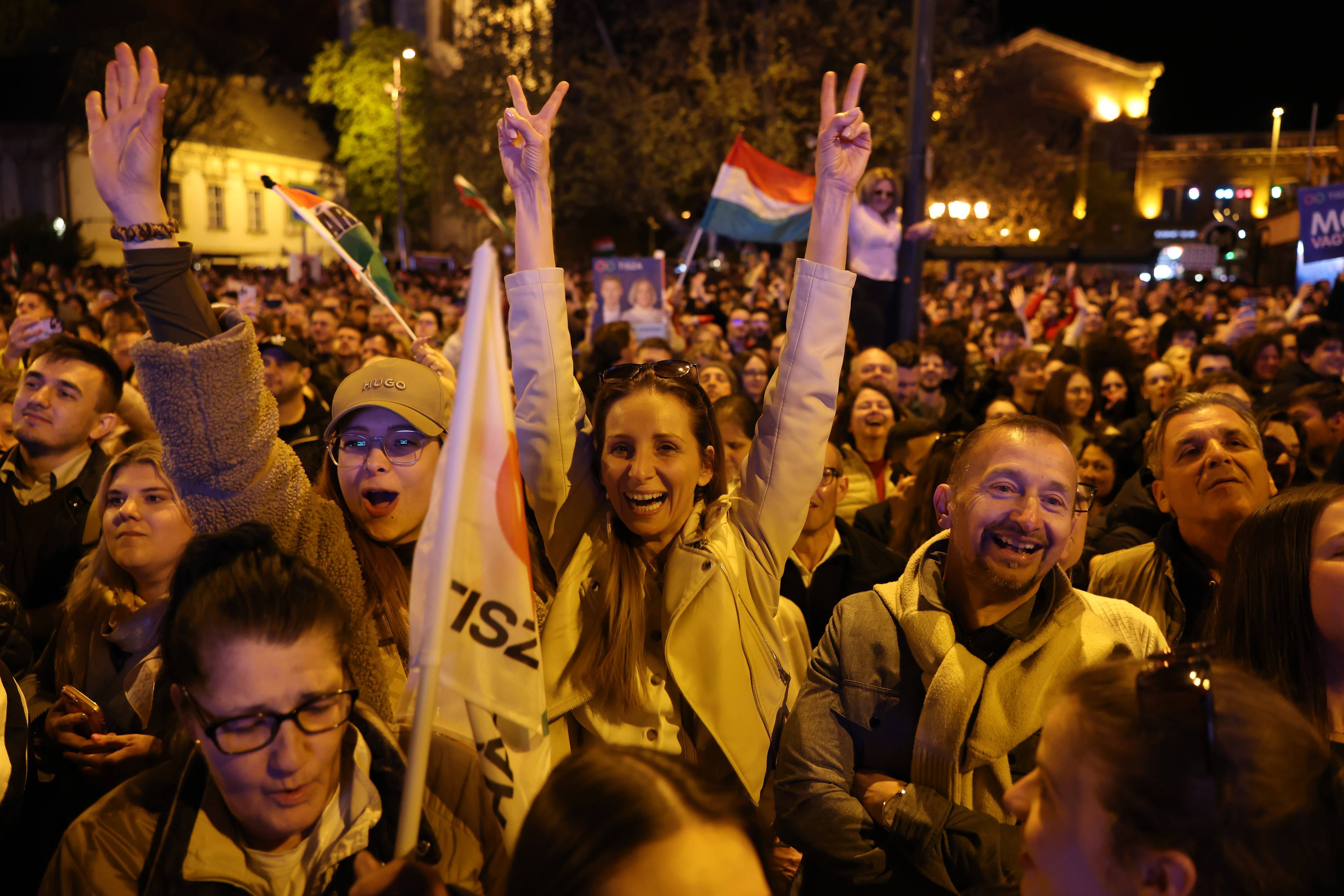Hungarians celebrate Orban's loss.