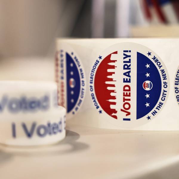 "I voted" stickers are shown.