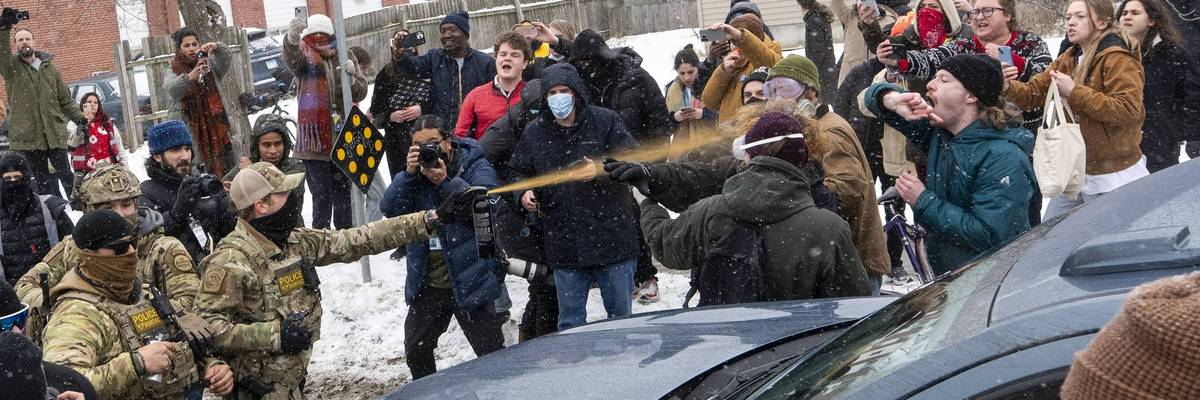 ICE agents pepper spray protesters