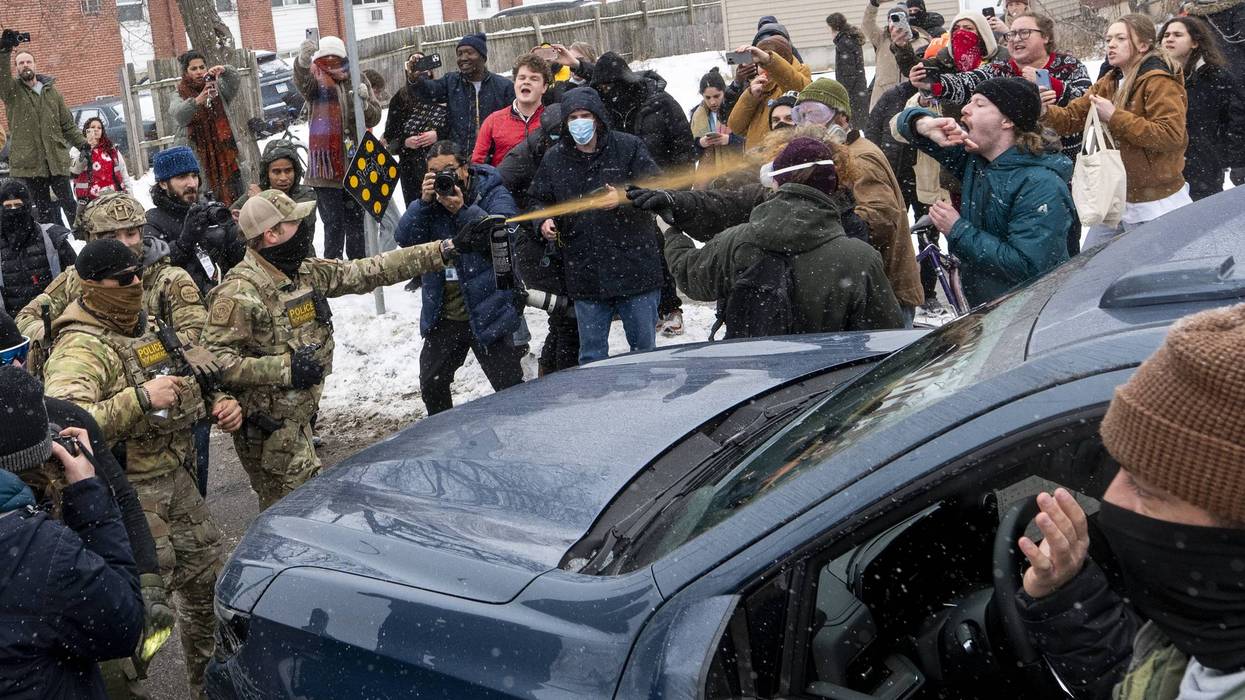 ICE agents pepper spray protesters