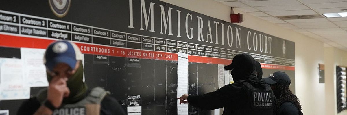 ICE agents scour an immigration court schedule