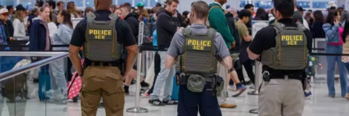 ICE agents stand around at Louis Armstrong International Airport