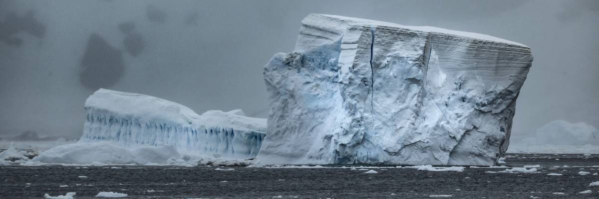Ice floes melt due to global climate change in Antarctica