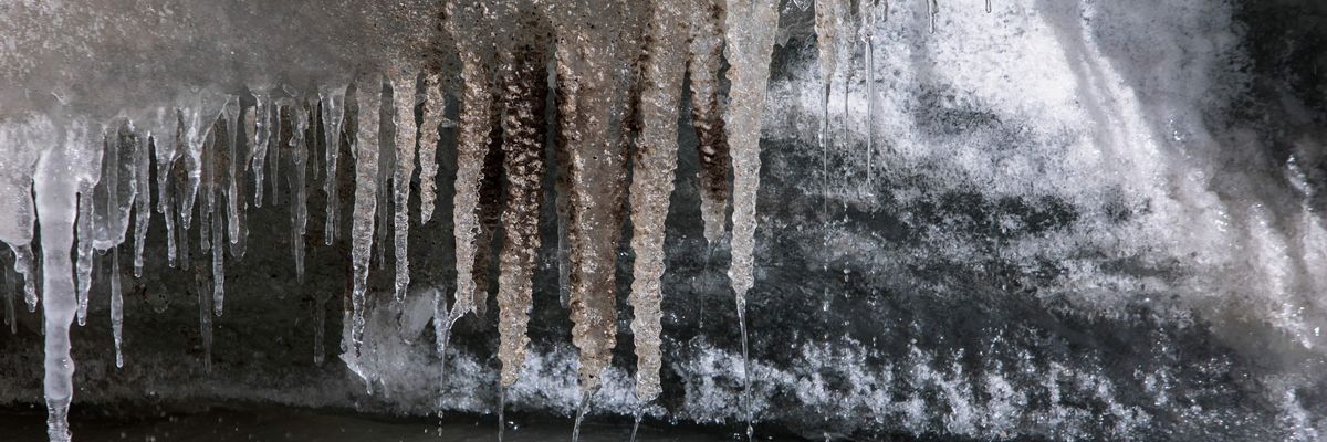 Ice from the Gangotri glacier melts at Gangotri National Park