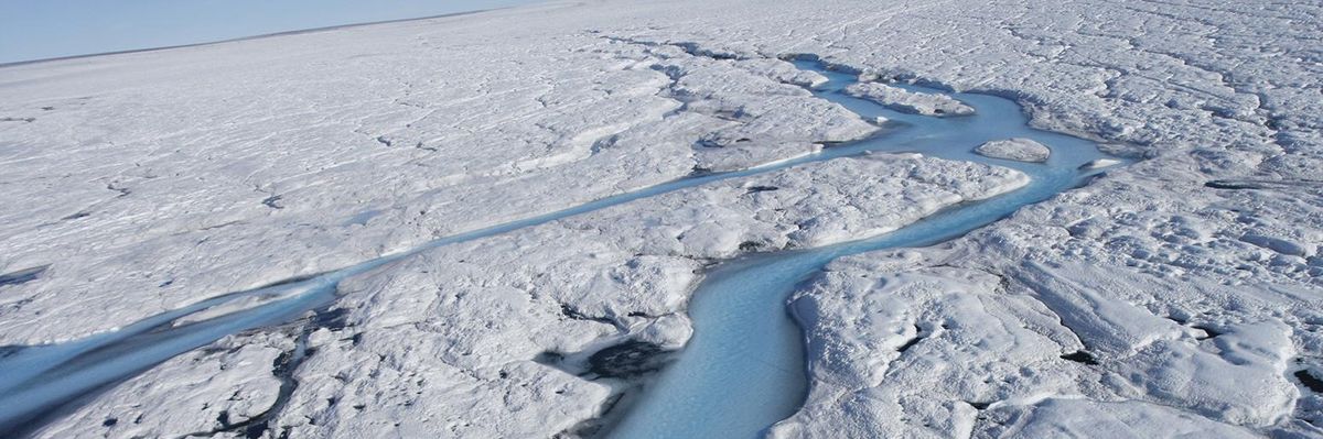 Ice melt on the Greenland ice sheeet. 