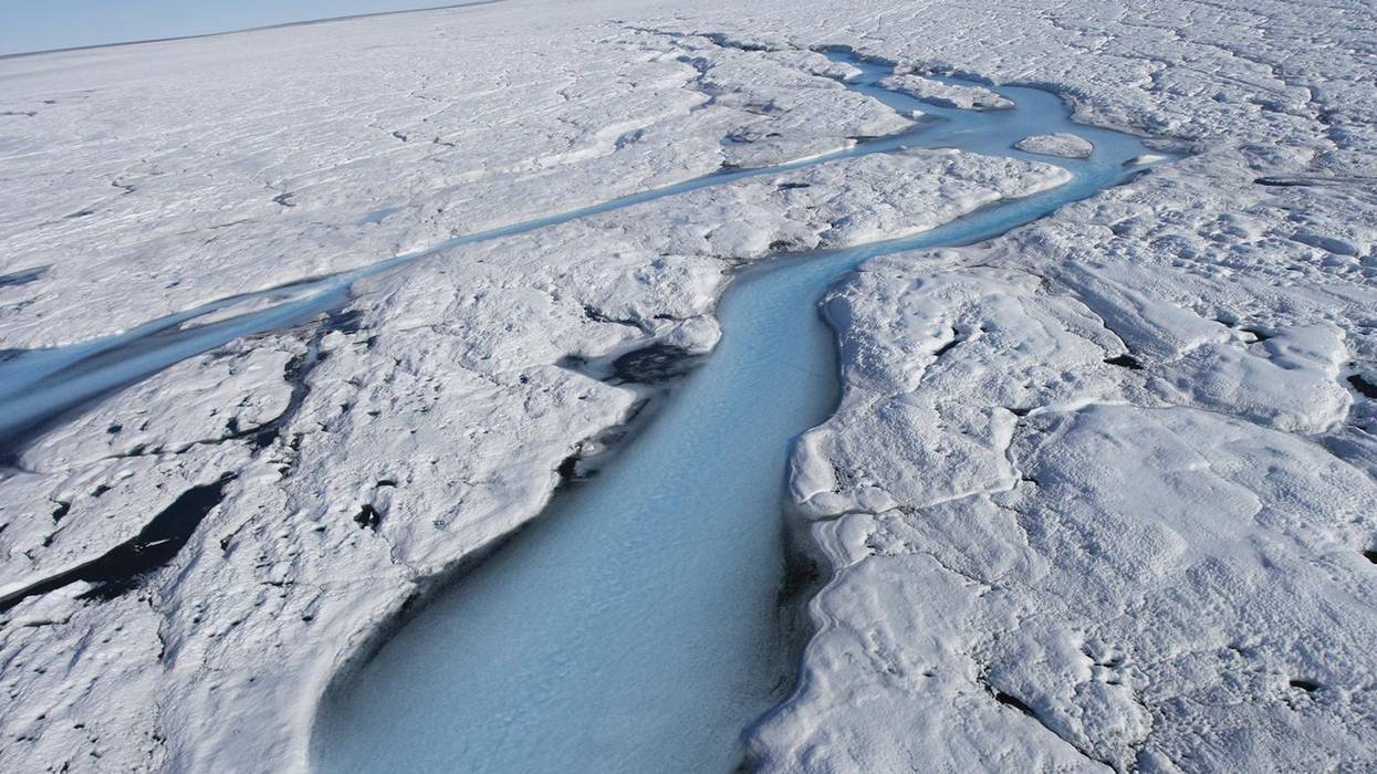 Ice melt on the Greenland ice sheeet.