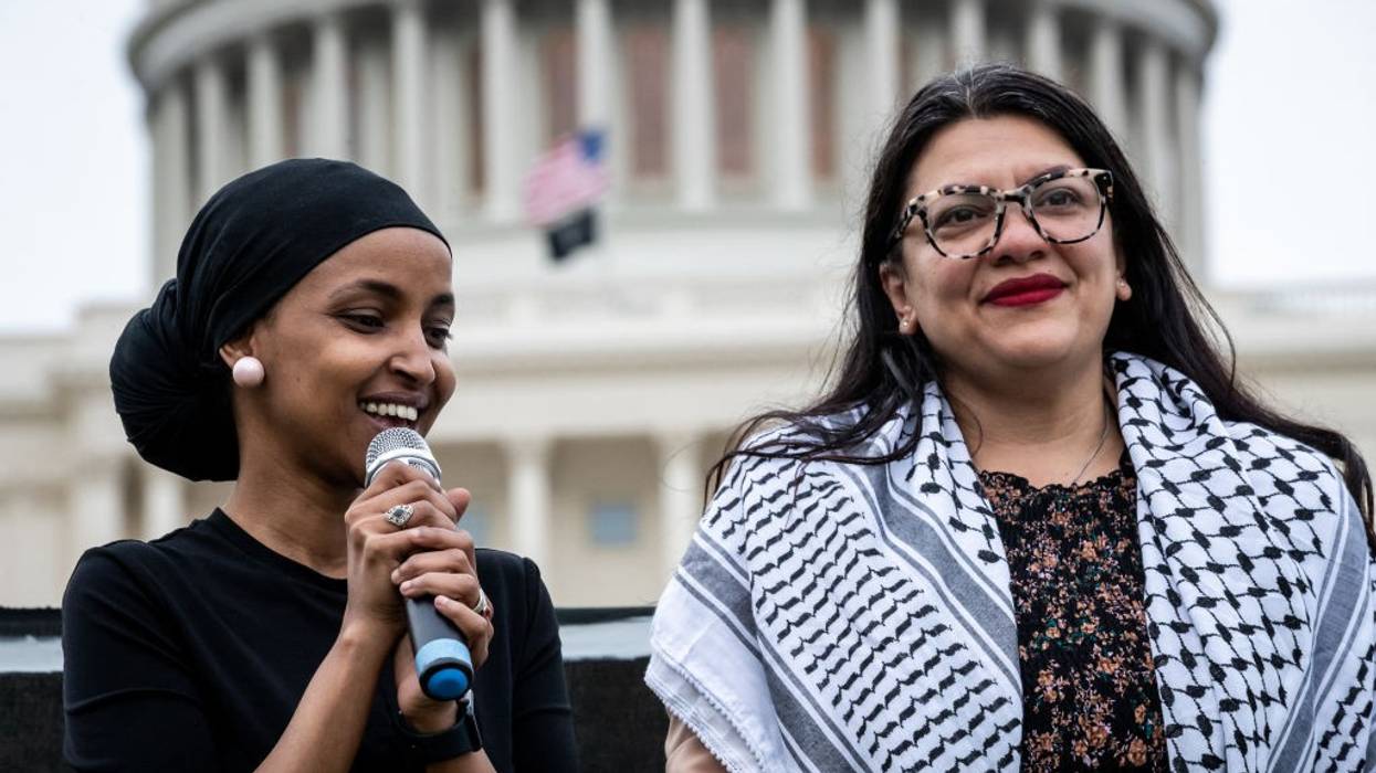 Ilhan Omar and Rashida Tlaib appear outside the Capitol