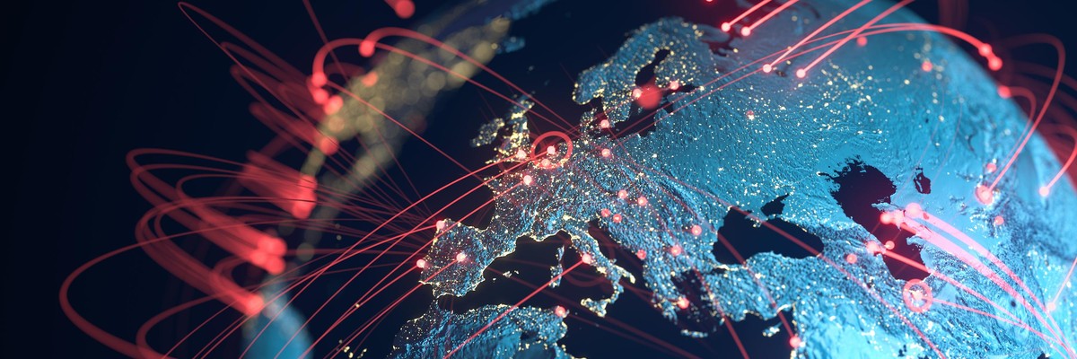 Image of Earth illustrating global networks and big data