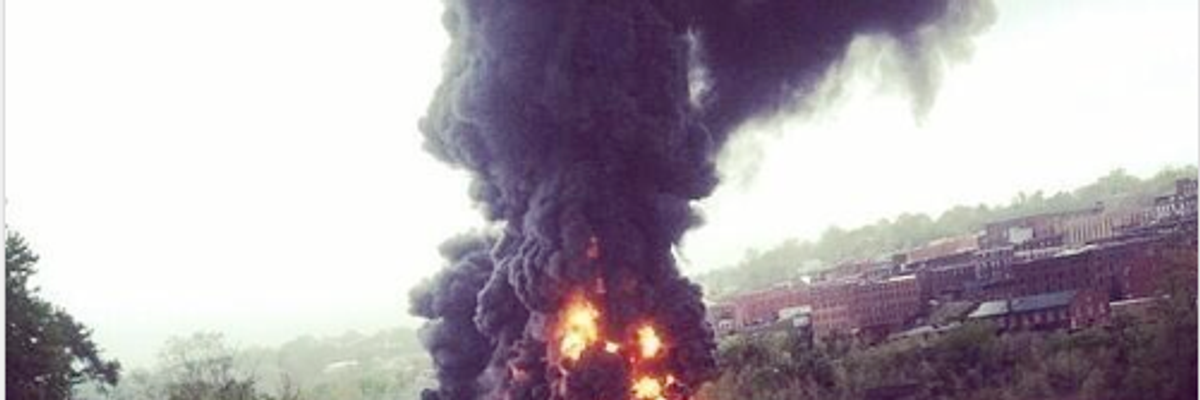 Black Smoke, Flames Spew From Train Derailment