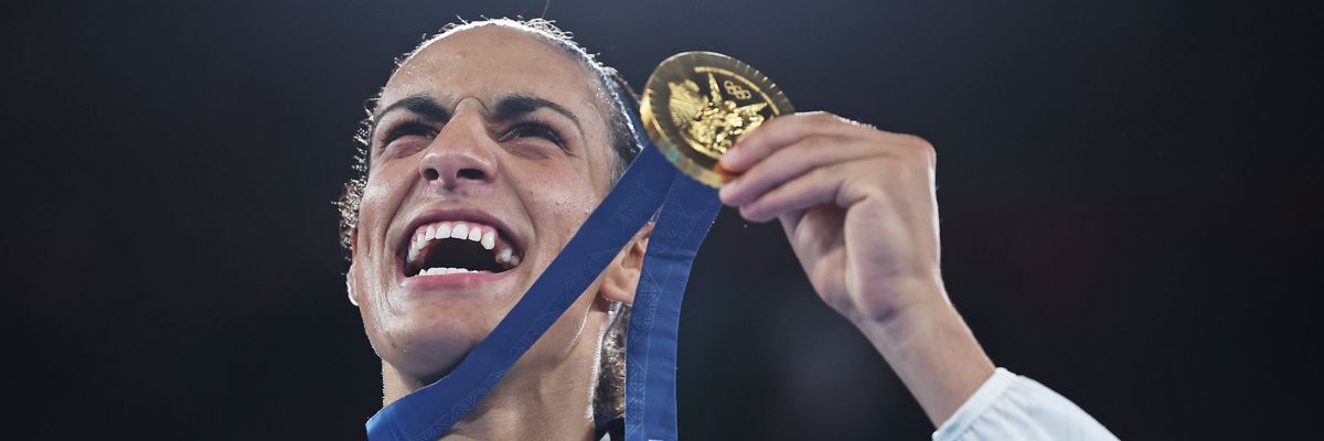 Imane Khelif with gold medal.