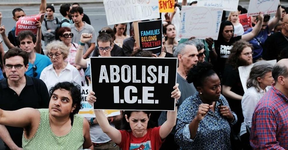 Immigrant rights advocates and others participate in a demonstration against the Trump administration's family separation policy on June 1, 2018 in New York City. (Photo: Spencer Platt/Getty Images)