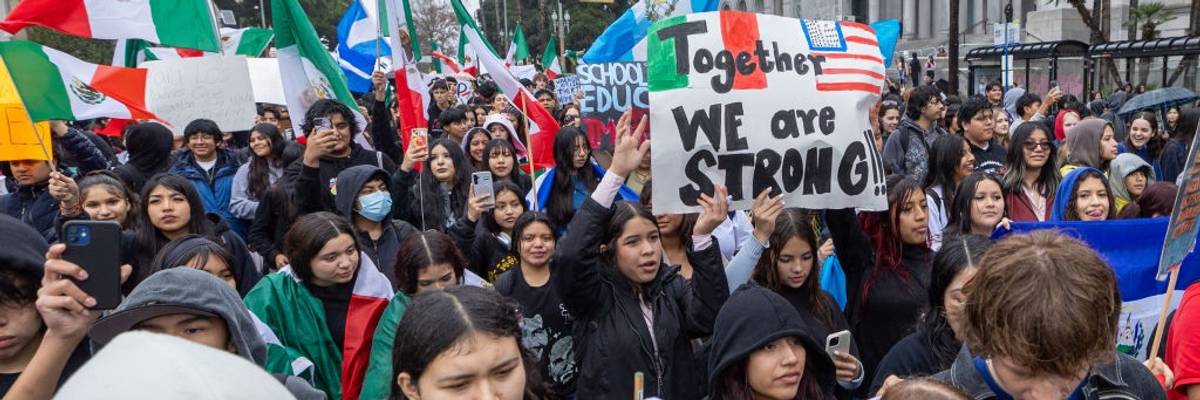 Immigrant rights protesters in LA