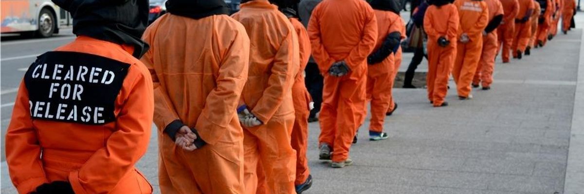 In January of 2015, a rally and march to protest the 14th year of indefinite detention at the offshore prison at Guantanamo Bay