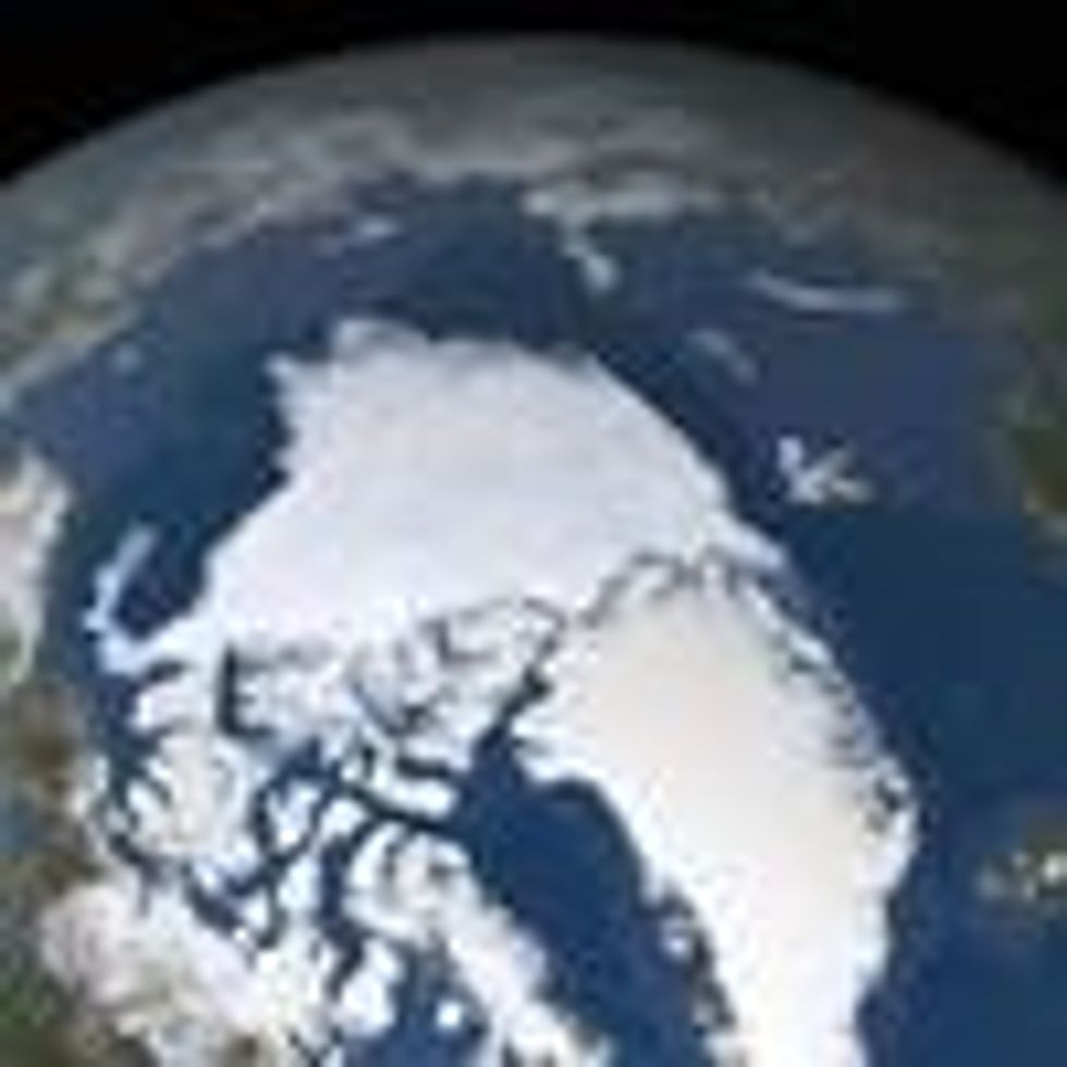 In the Arctic Ocean, sea ice reached its minimum extent of 1.44 million square miles (3.74 million square kilometers) on Sept. 15--the second-lowest extent since modern record keeping began. (Image: NASA's Scientific Visualization Studio)