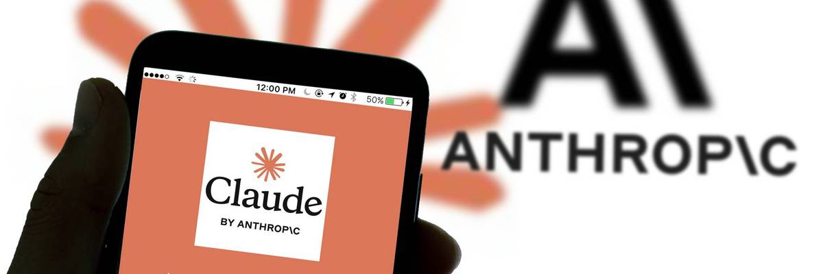 In this photo illustration, the logo of Anthropic's AI