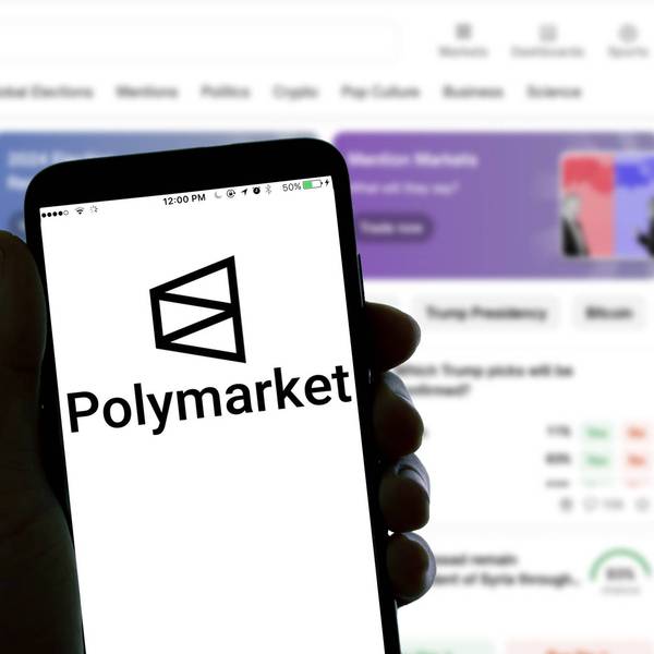 In this photo illustration, the Polymarket online betting