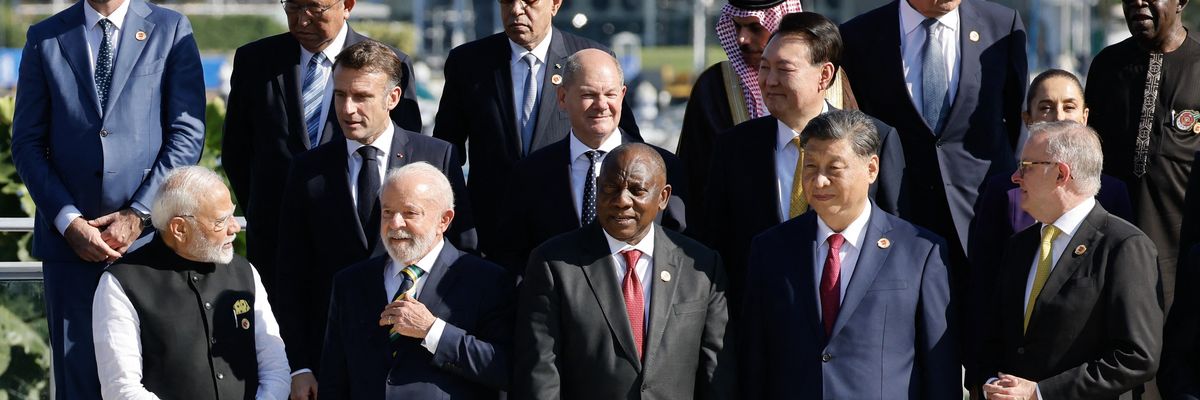 India's prime minister, Narendra Modi, speaks with Brazilian President Luiz Inacio Lula da Silva