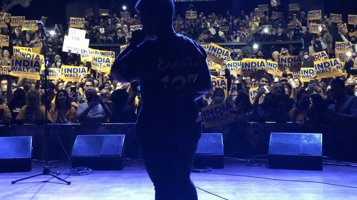 India Walton at a rally