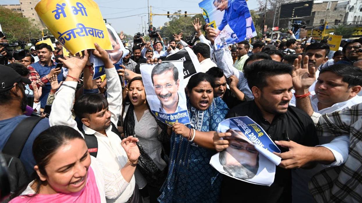 Indians protest the arrest of Arvind Kejriwal