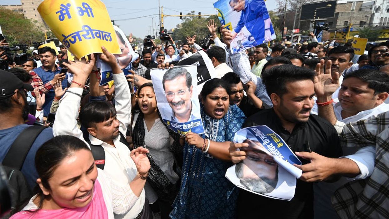 Indians protest the arrest of Arvind Kejriwal