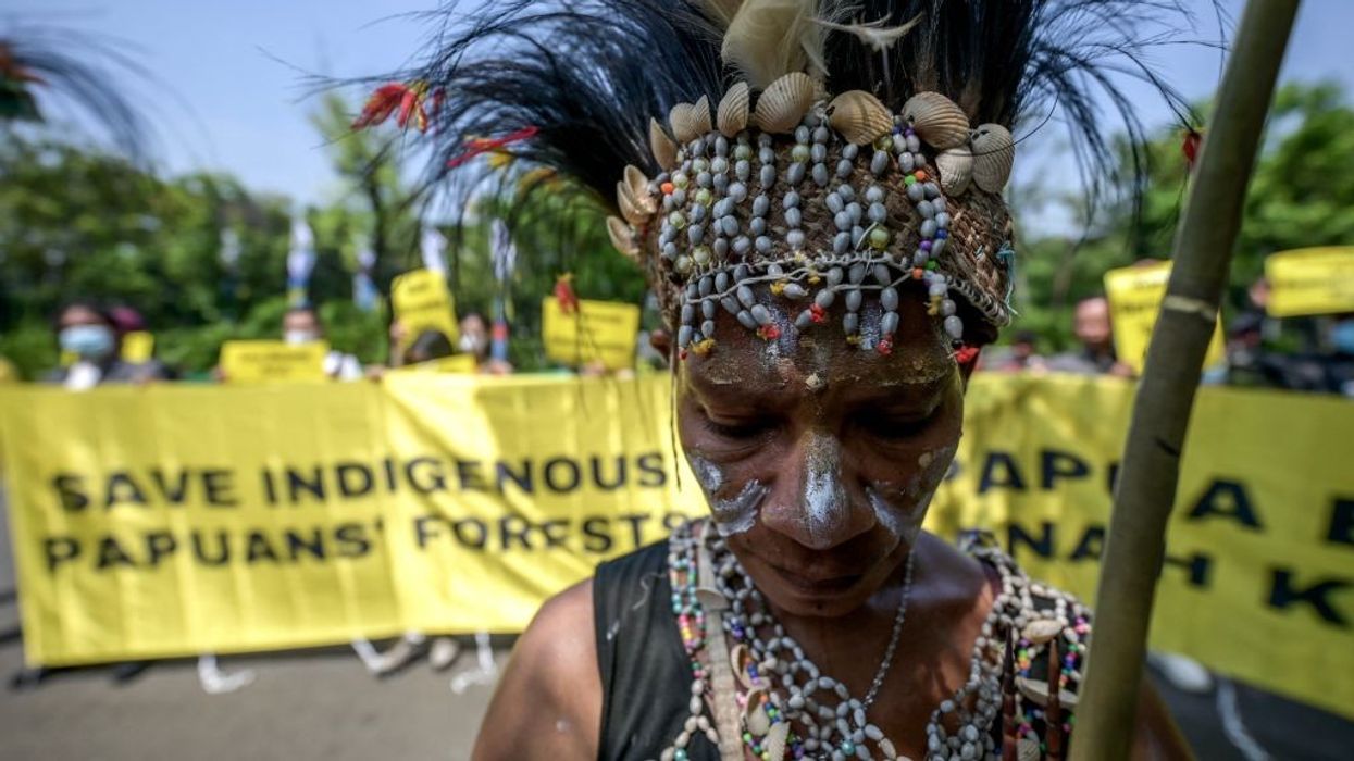 Indigenous Awyu and Moi tribes protest deforestation in Jakarta