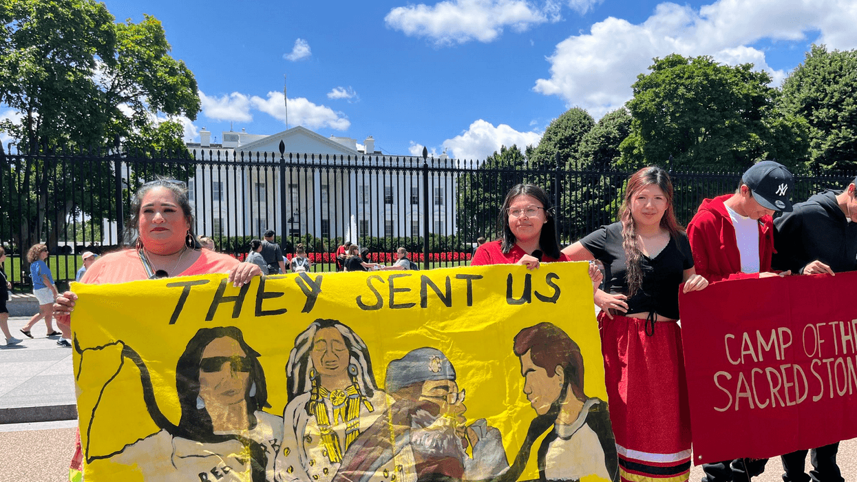 Indigenous campaigners led a rally outside the White House in Washington, D.C.