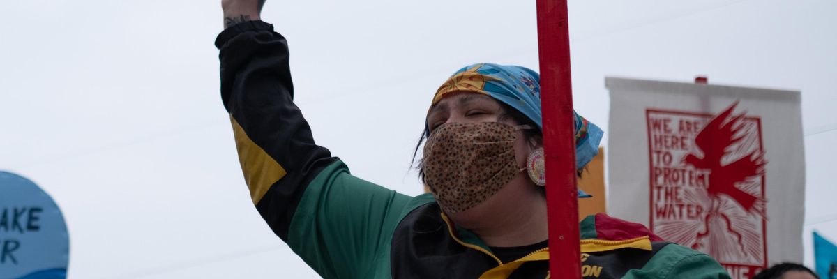 Indigenous leaders protest a pipeline