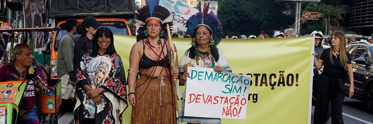 Indigenous people march against Brazil's "Devastation Bill"